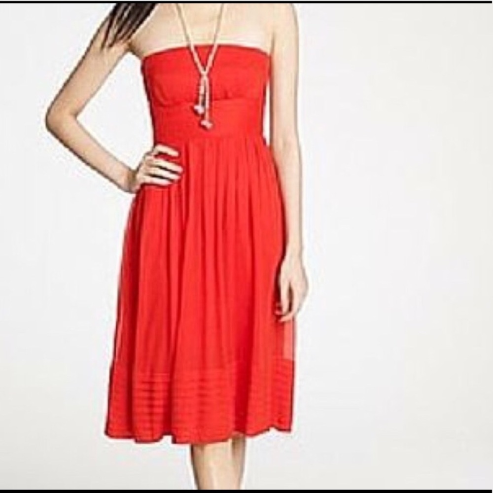 J.CREW Silk Crepe Orange Juliet Strapless Dress 2